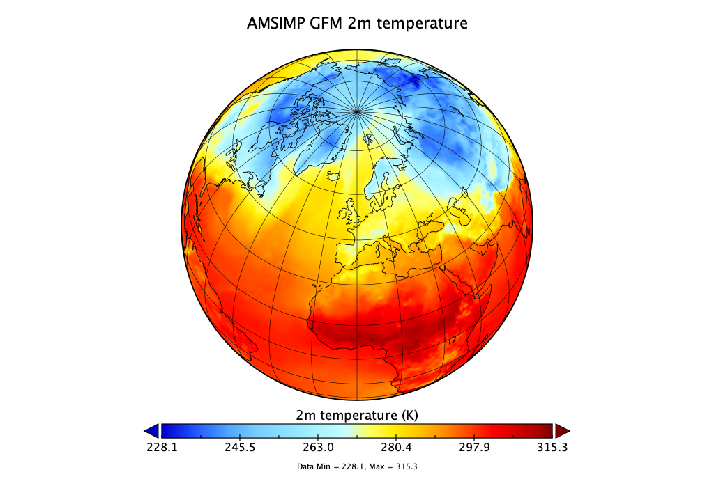 Example 2 metre temperature prediction from the AMSIMP GFM.